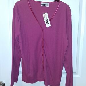 NWT NEW Cignal Women's Fusia Pink Cardigan Sweater / Shirt Lady's Large & XL